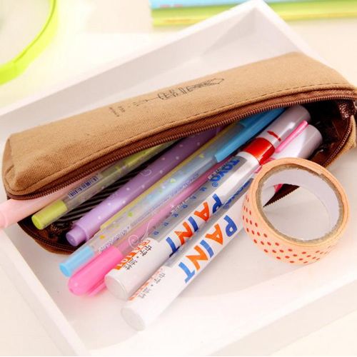 Retro Pencil Bag Fresh And Cotton-Linen Paris Tower Retro Romantic Pencil Box Large Capacity Office Learning
