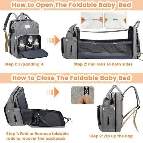 LBQ Waterproof Large Capacity Baby Bag Maternity Folding Backpack Portable Handbag
