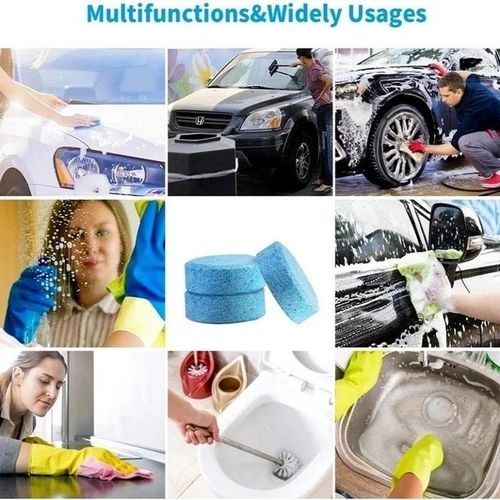 60Pcs Car Effervescent Cleaner Windshield Glass Water Concentrated Tablets Auto Cleaning Tools Car Accessories-20pcs blue_Brown