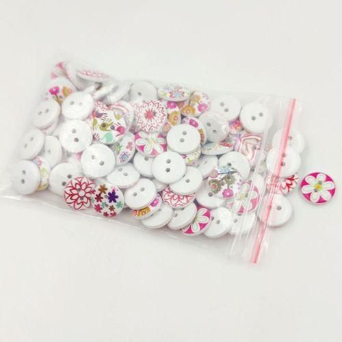 2 MagiDeal 100x Wooden 2 Holes Painted Sewing Buttons
