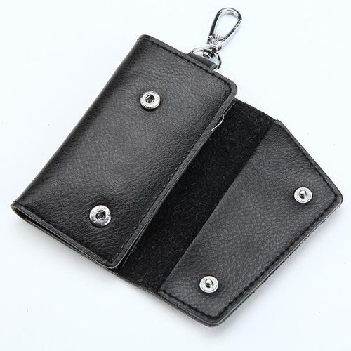 Keychain Men Women Key Holder Organizer Pouch Cow Split Car Key Wallet Housekeeper Key Case Mini Bag-Claret_Orange