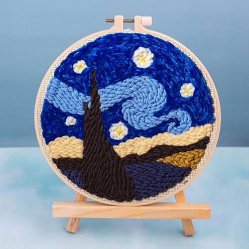 Diy Embroidery Kit Needlework Wool Kit With Yarn For Beginners Easy Embroidery Work Home Decor Custom Cushion Poke Needle Punch