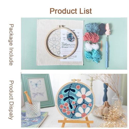 Diy Embroidery Kit Needlework Wool Kit With Yarn For Beginners Easy Embroidery Work Home Decor Custom Cushion Poke Needle Punch