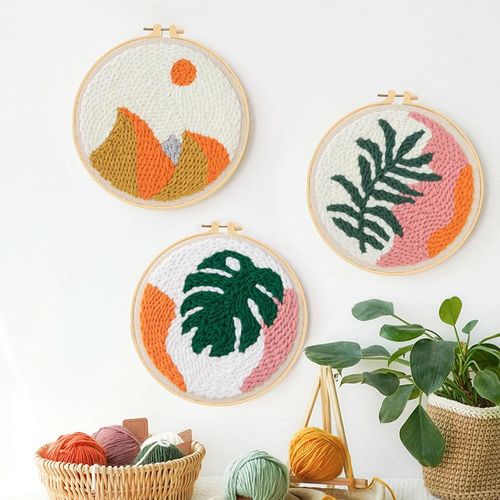 Diy Embroidery Kit Needlework Wool Kit With Yarn For Beginners Easy Embroidery Work Home Decor Custom Cushion Poke Needle Punch