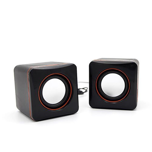 2Pcs Portable Home Laptop Notebook Bass USB Wired-Black