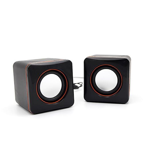 2Pcs Portable Home Laptop Notebook Bass USB Wired-Black