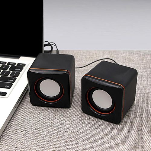 2Pcs Portable Home Laptop Notebook Bass USB Wired-Black