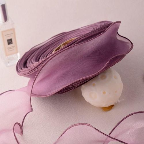 5.5cm Solid Color Organza Ribbon Wave Silk Tulle Mesh Roll Diy Headband Baking Wrapping Material Party Decor Crafts
