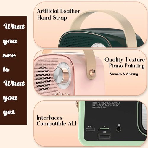 Retro Bluetooth Speaker, Wireless Portable 3D Stereo Subwoofer With FM Radio