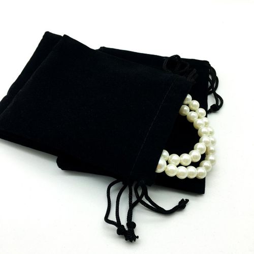 50 Pcs Small Velvet Pouches with Drawstring Gift Favors Black