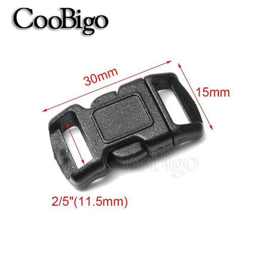 100pcs Curved Side Release Buckle Clip Fastener For Pet Collar Paracord Bracelet Backpack Bag Hardware Plastic Black 10mm - 25mm