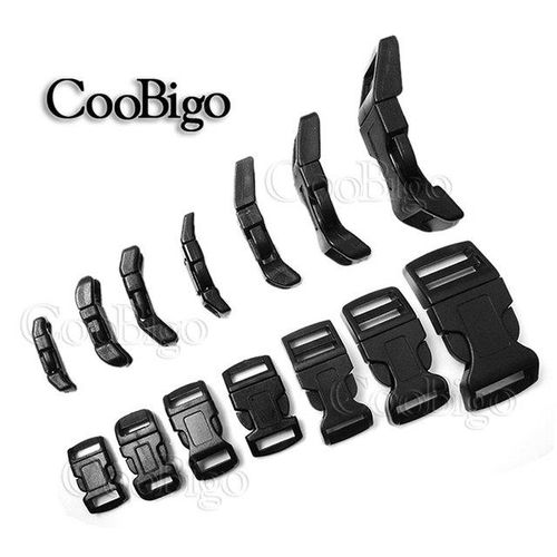 100pcs Curved Side Release Buckle Clip Fastener For Pet Collar Paracord Bracelet Backpack Bag Hardware Plastic Black 10mm - 25mm