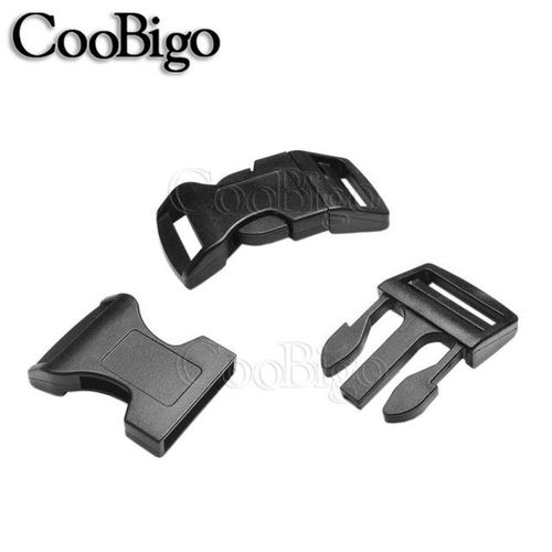 100pcs Curved Side Release Buckle Clip Fastener For Pet Collar Paracord Bracelet Backpack Bag Hardware Plastic Black 10mm - 25mm