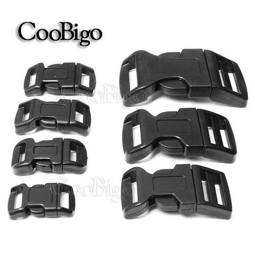 100pcs Curved Side Release Buckle Clip Fastener For Pet Collar Paracord Bracelet Backpack Bag Hardware Plastic Black 10mm - 25mm