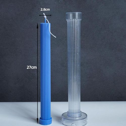 28cm Long Pole Stripe Candle Molds Plastic Pillar Candle Making Kit Large Cylinder Rib Candle Making Molds Making Supplies