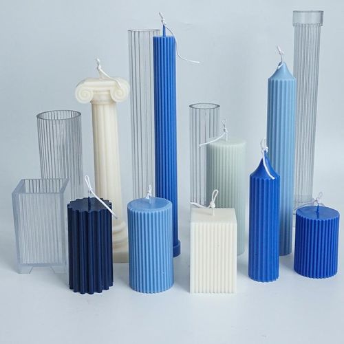 28cm Long Pole Stripe Candle Molds Plastic Pillar Candle Making Kit Large Cylinder Rib Candle Making Molds Making Supplies