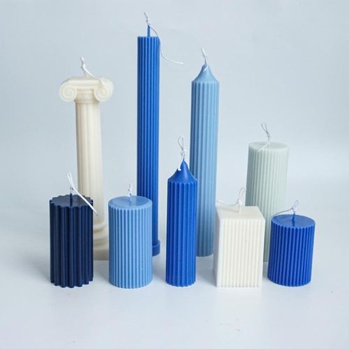 28cm Long Pole Stripe Candle Molds Plastic Pillar Candle Making Kit Large Cylinder Rib Candle Making Molds Making Supplies