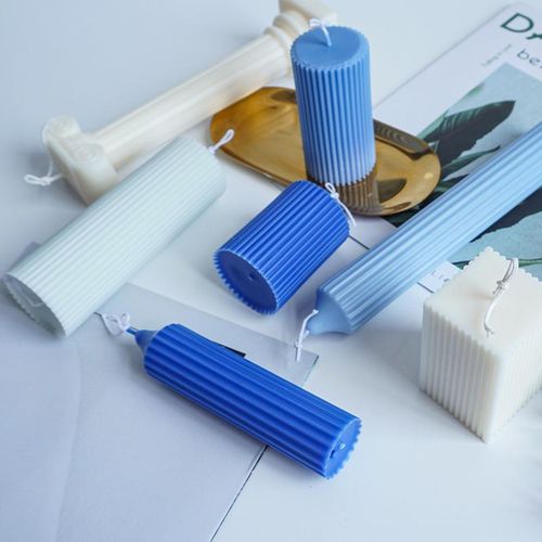 28cm Long Pole Stripe Candle Molds Plastic Pillar Candle Making Kit Large Cylinder Rib Candle Making Molds Making Supplies