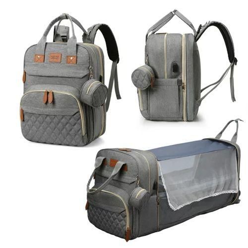 Folding Mommy Bag Lightweight Portable Folding Crib Bed Largecapacity Baby Backpack Mommy Bag Changing Table Baby Bags For Mom
