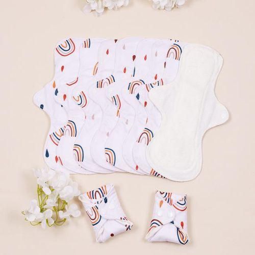 10PcsSet Large Women Reusable Menstural Pads for Monthly Thick Washable Sanitary Napkins Highly Absorbent Washable Heavy