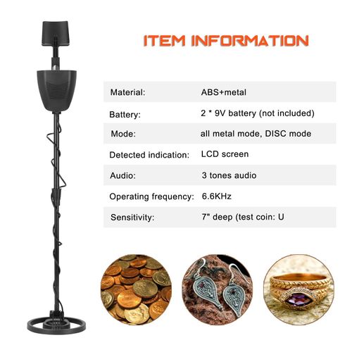 MD830 Portable Easy Installation Underground Metal Detector High Sensitivity Jewelry Treasure Gold Metal Detecting Tool Finder With 3 Adjustable Modes Larger Back-lit LCD Display 3 Audio Tone And DISC Mode For Adults And Kids NO5115