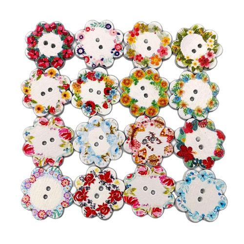 2 X 100 Pack Round Wooden Flower Buttons Sewing , Wooden