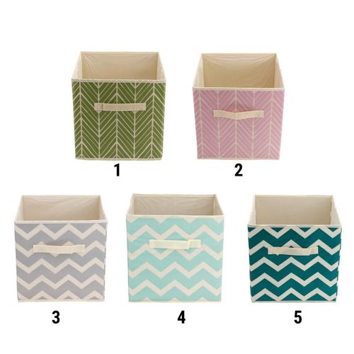 11'' Foldable Storage Non-woven Box Organizer For Clothes Books Homes Offices Dark blue stripes