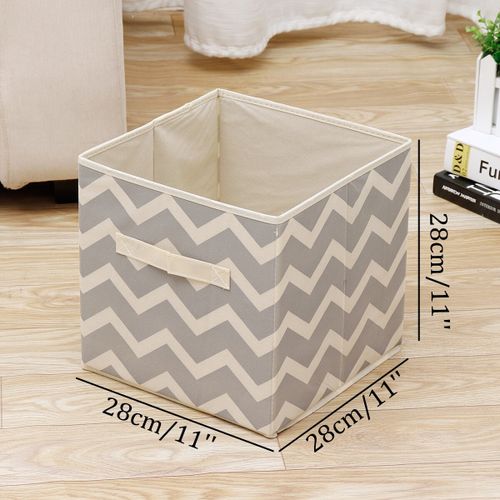 11'' Foldable Storage Non-woven Box Organizer For Clothes Books Homes Offices Dark blue stripes