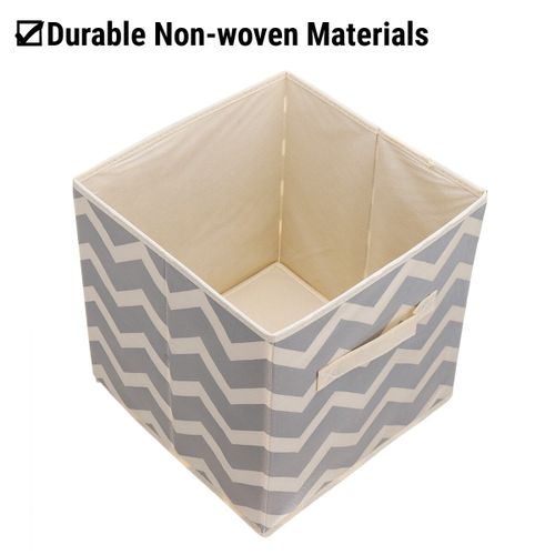 11'' Foldable Storage Non-woven Box Organizer For Clothes Books Homes Offices Dark blue stripes