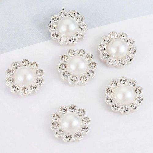 50pcs/lot 12/14mm Pearl Buttons New Hair Clips Accessories Resin Embellishments Buttons Diy Supplies Flat Buttons