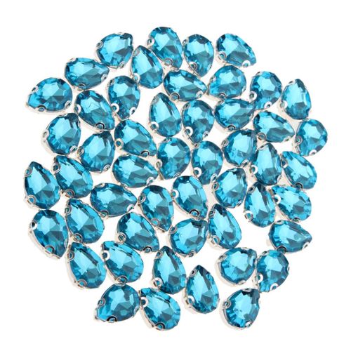 50 Pieces Crystal Beads Ornaments DIY Sew Crafts Azure