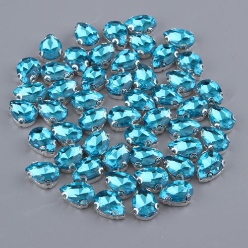 50 Pieces Crystal Beads Ornaments DIY Sew Crafts Azure