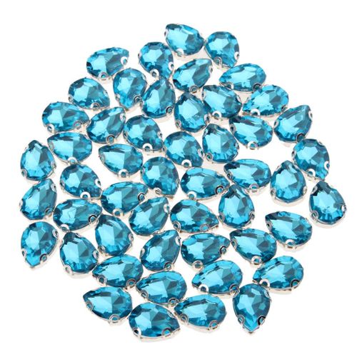 50 Pieces Crystal Beads Ornaments DIY Sew Crafts Azure