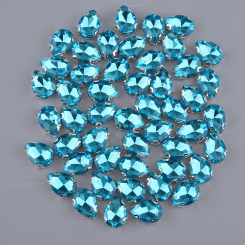 50 Pieces Crystal Beads Ornaments DIY Sew Crafts Azure