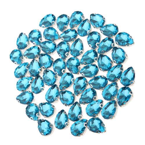 50 Pieces Crystal Beads Ornaments DIY Sew Crafts Azure