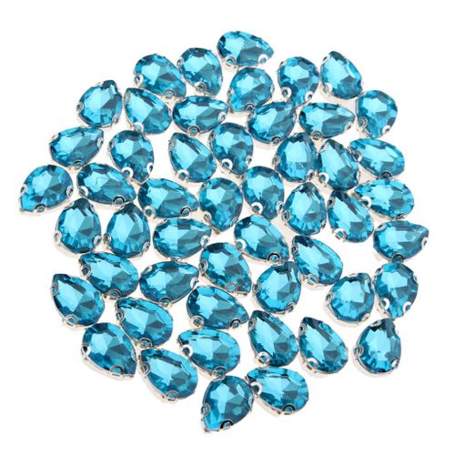 50 Pieces Crystal Beads Ornaments DIY Sew Crafts Azure