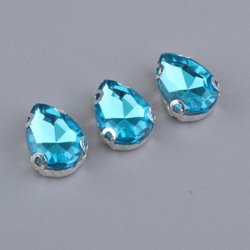 50 Pieces Crystal Beads Ornaments DIY Sew Crafts Azure