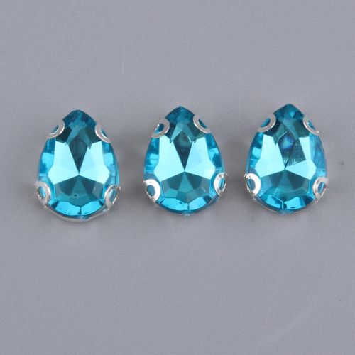 50 Pieces Crystal Beads Ornaments DIY Sew Crafts Azure