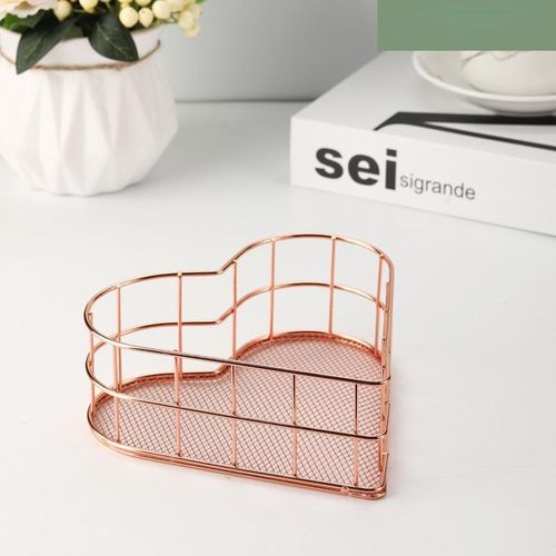 Nordic Gold Metal Iron Makeup Pen Storage Basket Office Desktop Sundries Makeup Brushes Holder Table Cos   More