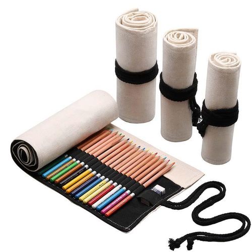 Pencil Case Cute Pencil Case 12/24/36/48/72 Holes Pencil Case Roll Pencil Case Canvas School Supplies More