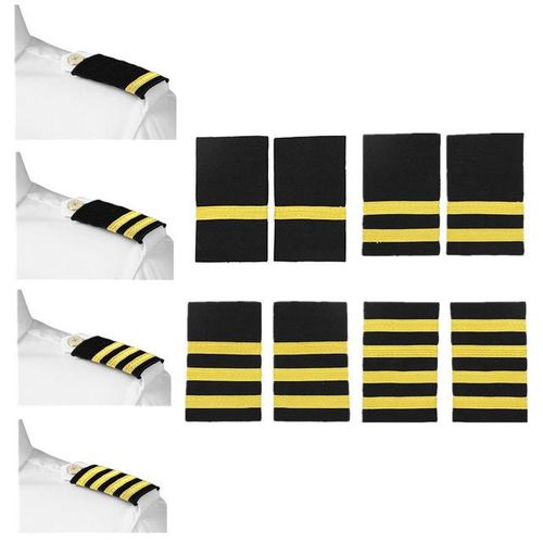 Professional Captain Pilot Shoulder Board Badge 1 To 4 Gold Stripes Shirt Epaulets Diy Decorative Shoulder Badges Crafts