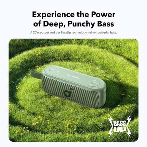 Anker Soundcore Motion 100 Bluetooth Speaker, Portable Speaker With Wireless Hi-Res, 2 Full Range Drivers For Stereo Sound, Customizable EQ, Punchy Bass, IPX7, Ultra-Portable Design For Outdoor Use -green