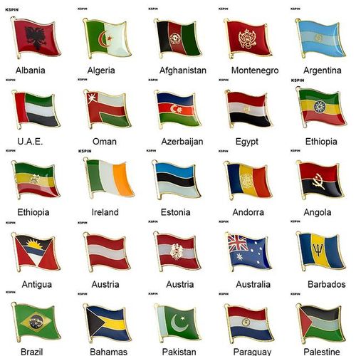 10pcs A Lot Country Flag Badge Flag Brooch Lapel Pin International Travel Pins Collections