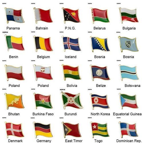 10pcs A Lot Country Flag Badge Flag Brooch Lapel Pin International Travel Pins Collections