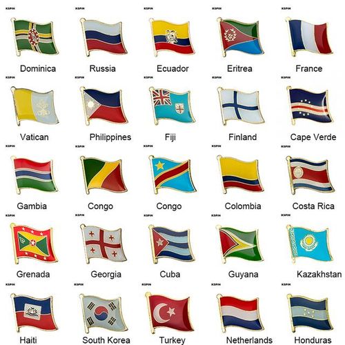 10pcs A Lot Country Flag Badge Flag Brooch Lapel Pin International Travel Pins Collections