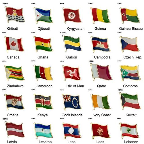 10pcs A Lot Country Flag Badge Flag Brooch Lapel Pin International Travel Pins Collections