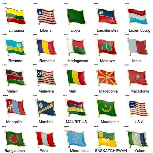10pcs A Lot Country Flag Badge Flag Brooch Lapel Pin International Travel Pins Collections