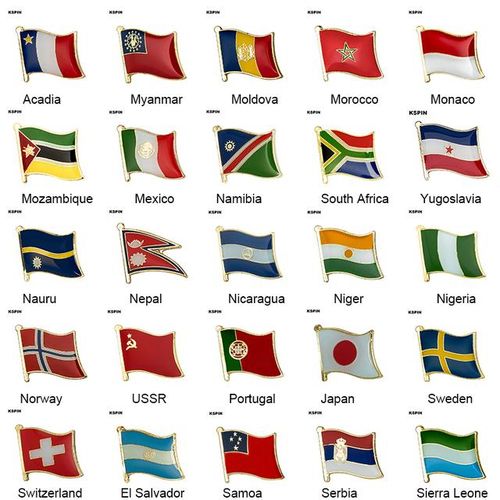 10pcs A Lot Country Flag Badge Flag Brooch Lapel Pin International Travel Pins Collections