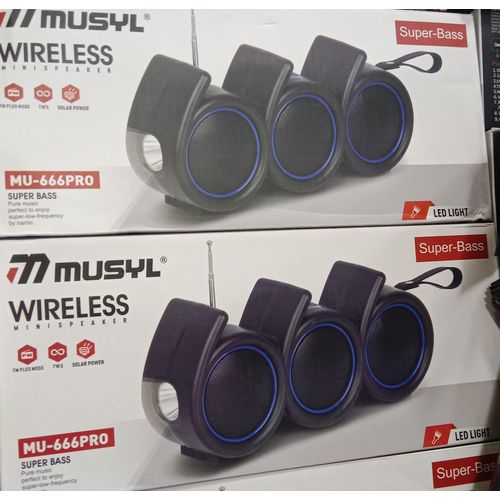 Musyl 666 Bluetooth Portable Speaker With A Dynamic Design And Torch-Black