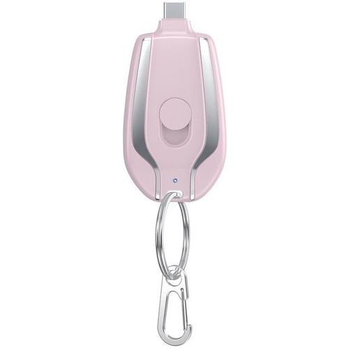 1500mAh Mini Power Emergency Pod Keychain Charger With Type-C Ultra-Compact Mini Pack Fast Charging Backup Power Bank-Pink Type-c_Red